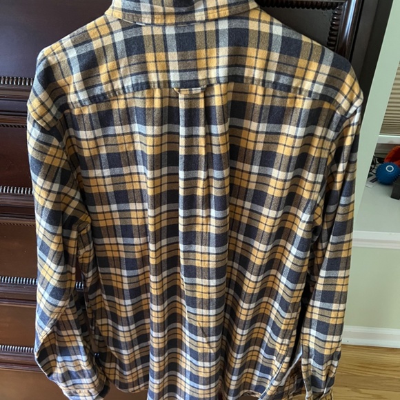 Men’s Land’s End Flannel Shirt in grey and yellow - Picture 3 of 9